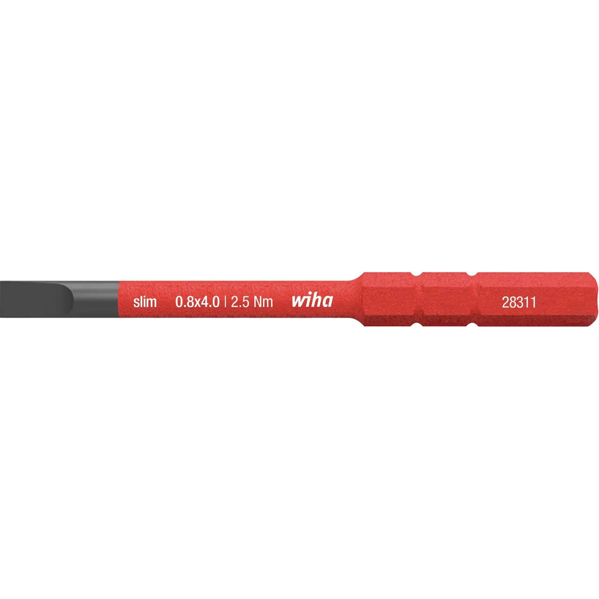 Slotted 4.0mm – Red slotted screwdriver bit with white text on the handle.