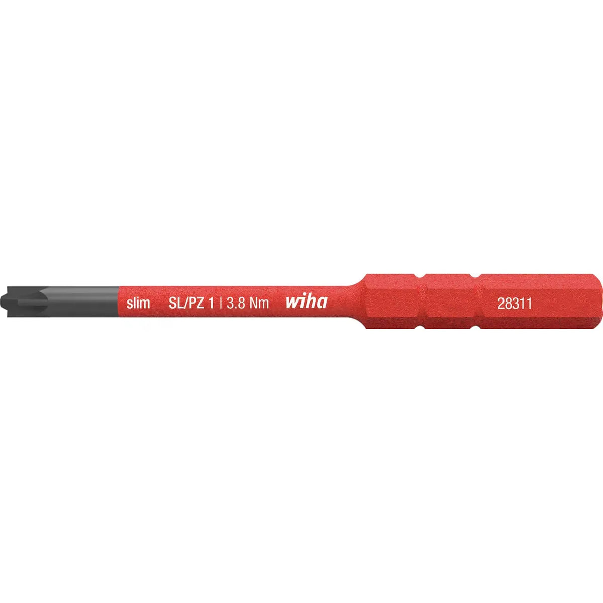 PlusMinus SL/PZ1 – Red and black screwdriver bit labeled SL/PZ1, 3.8 Nm
