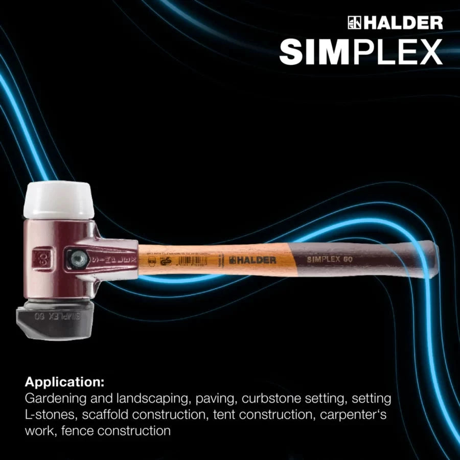 Halder Simplex soft-face mallet, cast iron housing - "Stand-Up" / Superplastic by Halder