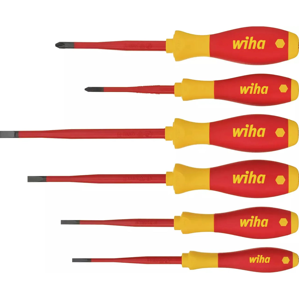 Slotted & Phillips – Set of insulated screwdrivers with red handles and yellow grips