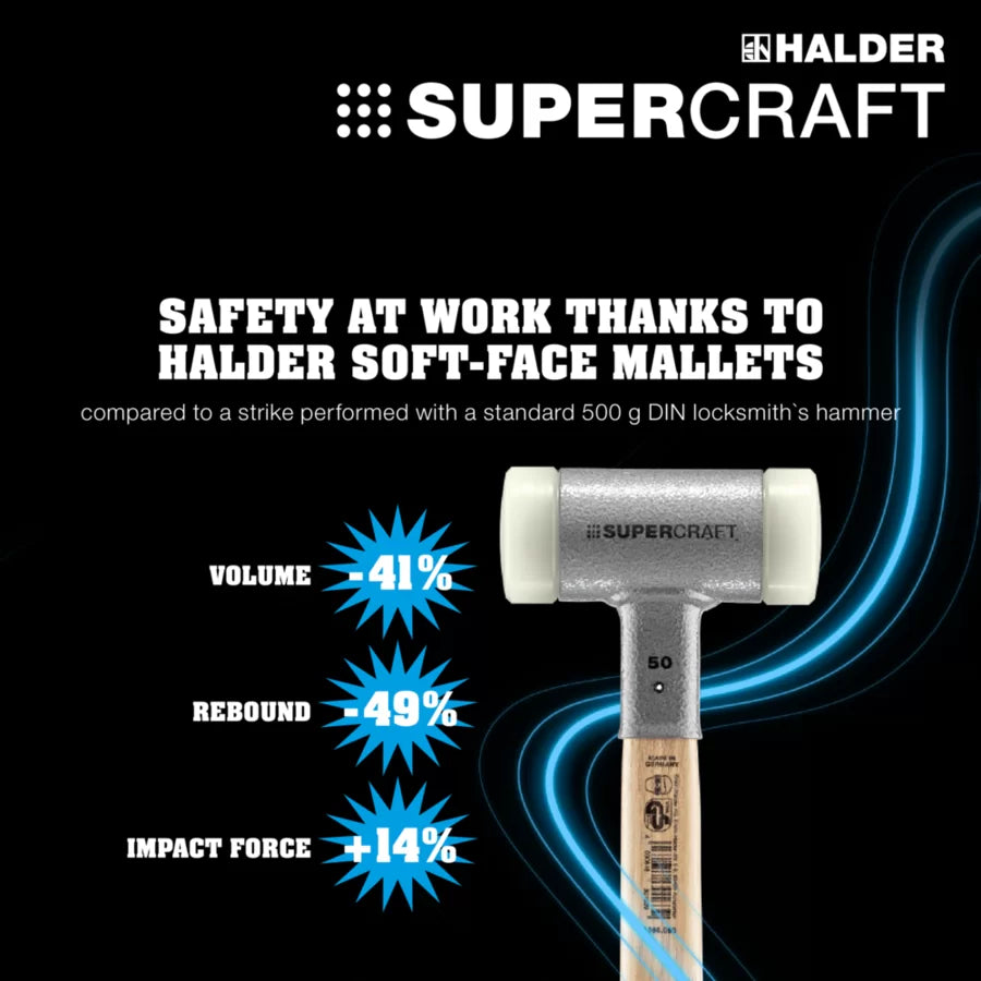 Halder Supercraft soft-face mallet, steel tube handle by Halder