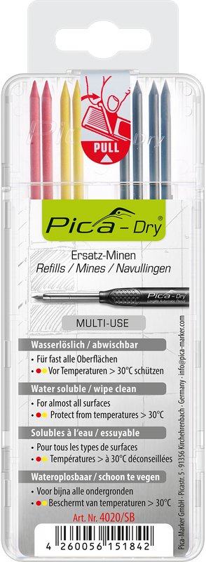 Pica Dry Replacement Leads – Multi-Use Colour Mix – 8 Leads