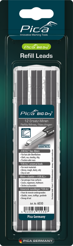 Pica BIG Dry Replacement Leads – Graphite 2B – 12 Leads