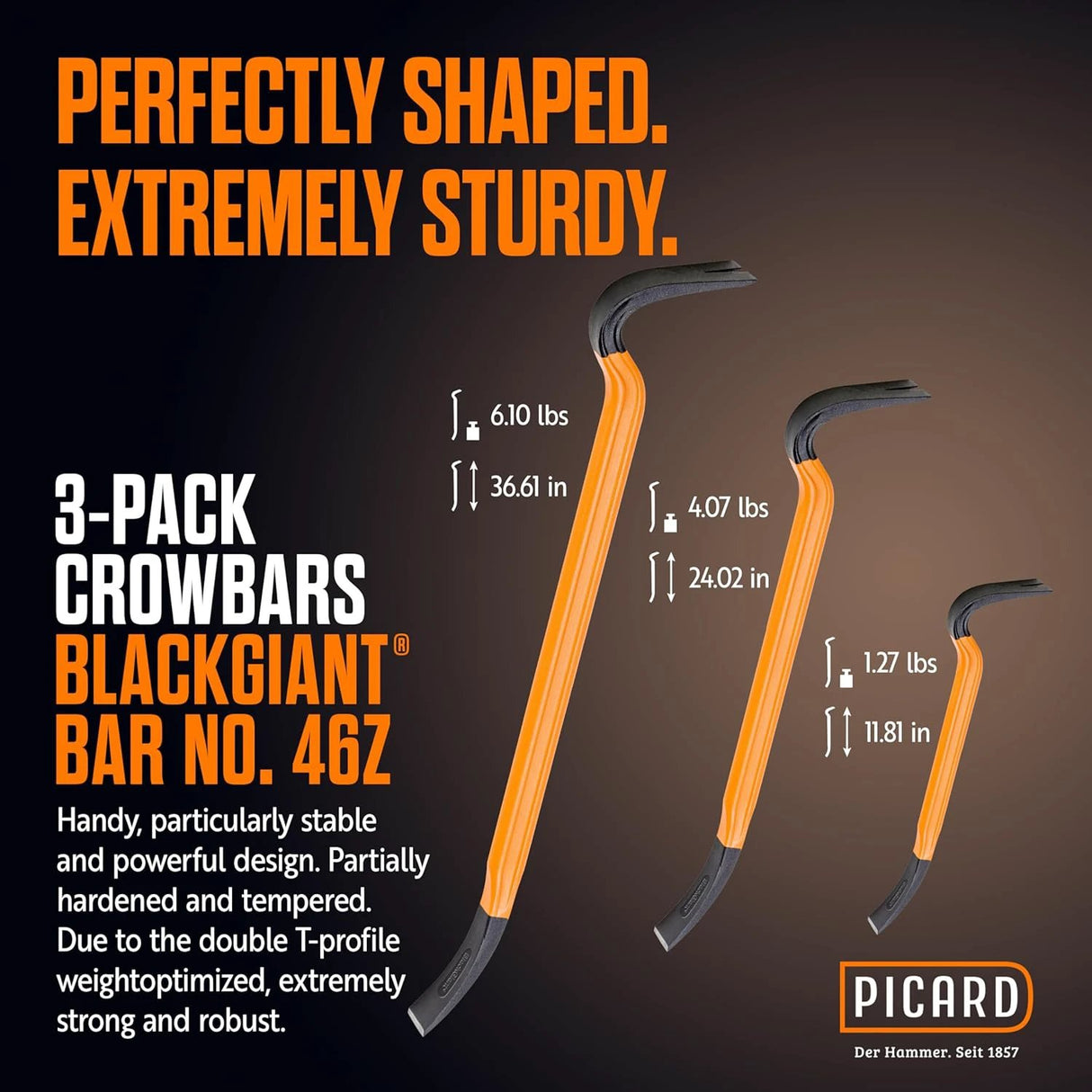 Picard BlackGiant Pry Bar Heavy-Duty Forged Steel by Picard