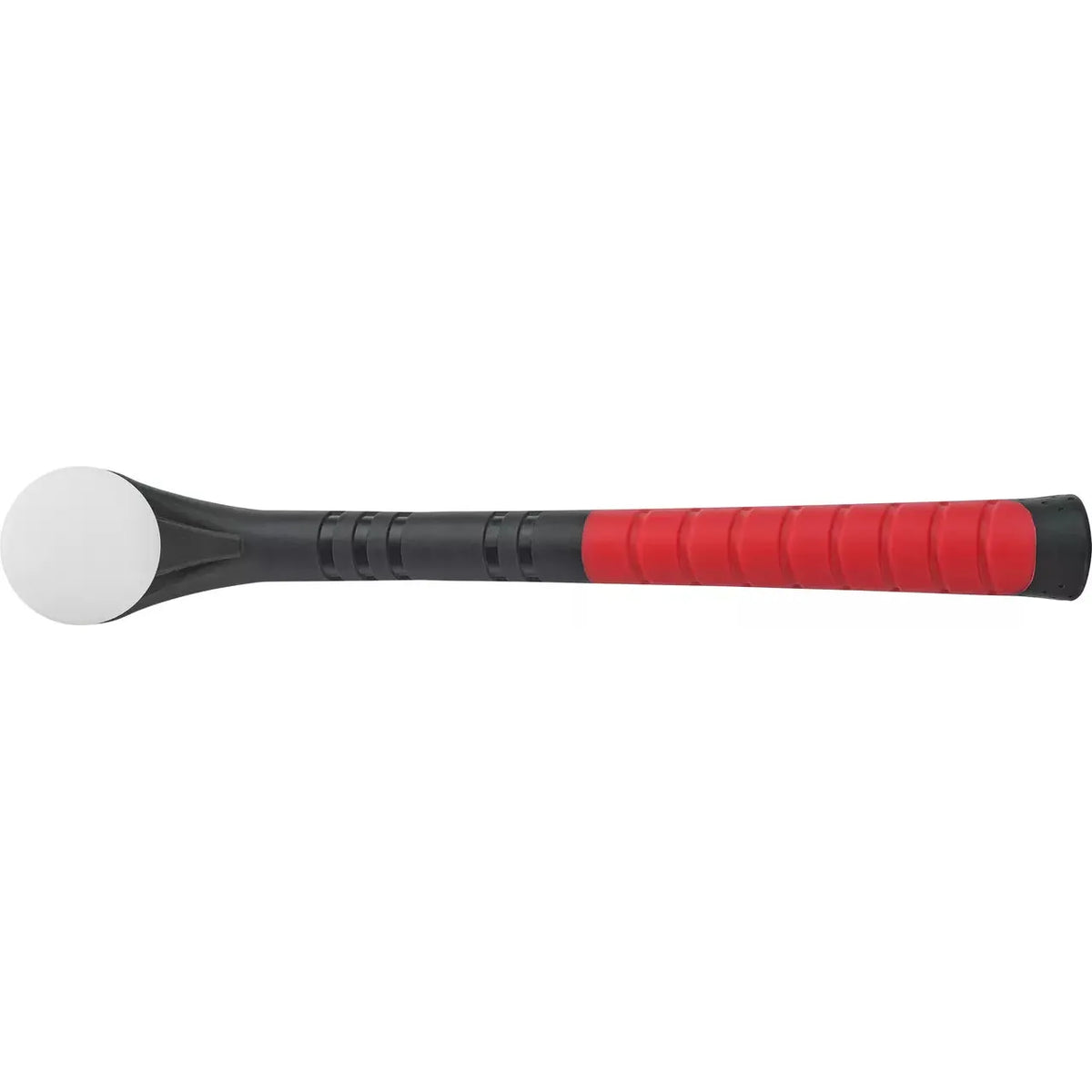Black and red dead-blow hammer with a white striking face.