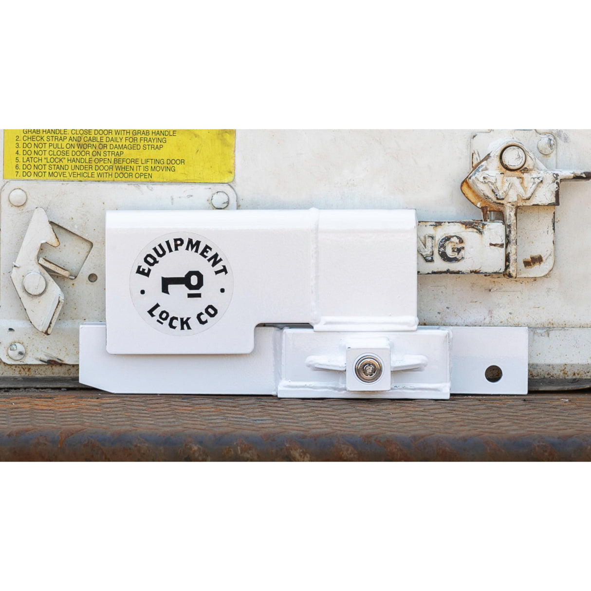 Heavy Duty Rolling Door Lock For Trucks And Trailers Secures Door Handle In Locked Position To Deter Tampering by The Equipment Lock Company