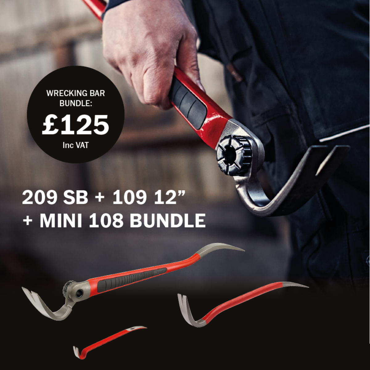 Hultafors Wrecking Bar bundle – 209 SB, 109 12 inch and 108 MINI – £125 including VAT