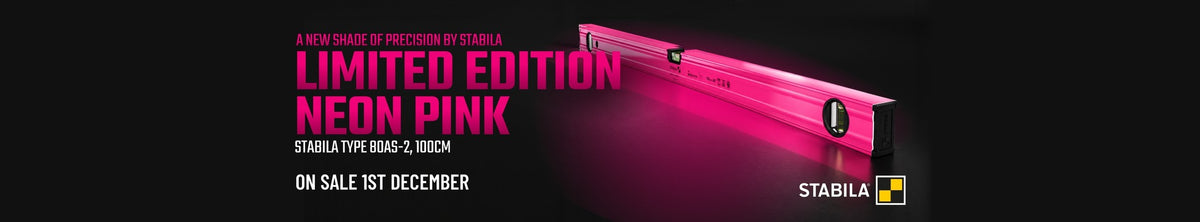 Stabila limited edition Neon Pink spirit level - on sale 1st December