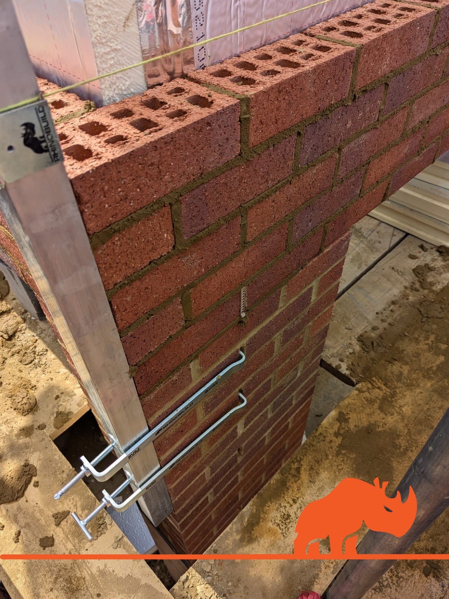 Brickwork Profiles and clamps in use