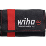 10-piece – Slotted, Phillips & Pozidriv – A closed black tool pouch with a red strap and white logo text.