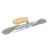 Bon Tool Plexiglass pool trowel with Camel Back wood handle short shank and flexible rounded blade