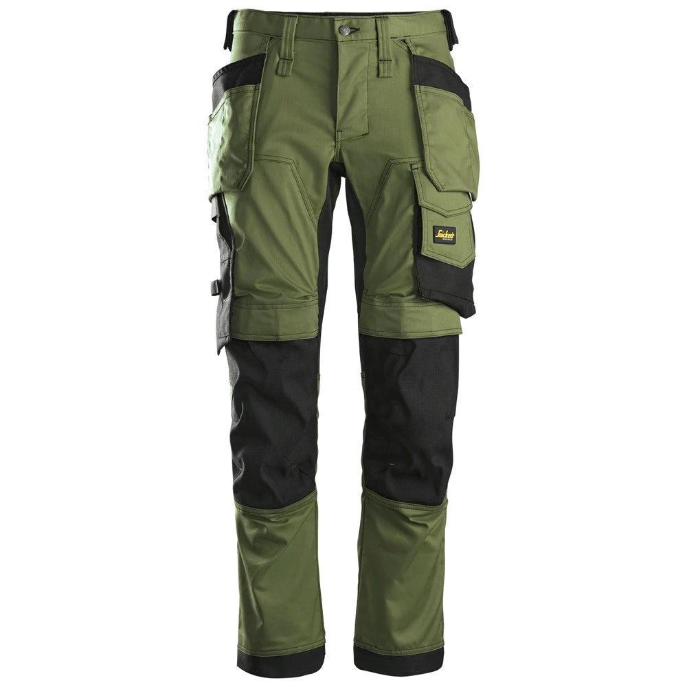 Snickers 6241 AllroundWork, Stretch Trousers Holster Pockets - Khaki Green\Black by Snickers