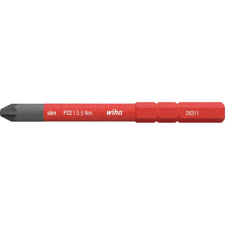 Pozidriv PZ2 – Red screwdriver bit with PZ2 tip and markings