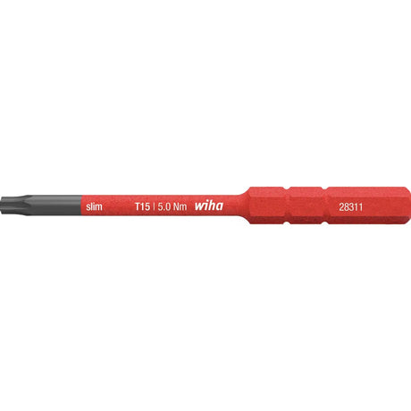 TORX T15 – Red slim screwdriver bit with T15 marking