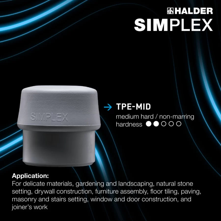 Halder Simplex soft-face mallet, cast iron housing - TPE-soft / TPE-mid by Halder