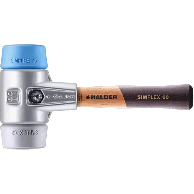 Halder Simplex soft-face mallet, aluminium housing - TPE-soft / TPE-mid - Short Handle by Halder