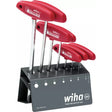 Red-handled hex key set in a gray stand