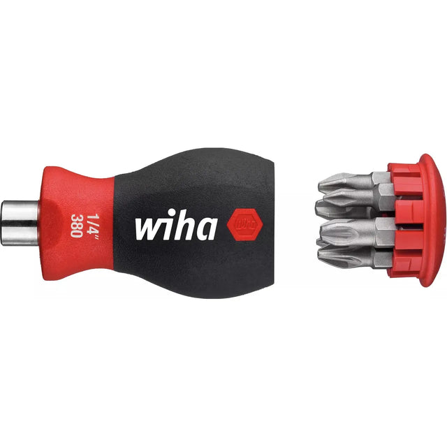 Phillips & Pozidriv – Compact bit holder with red and black handle, bits visible
