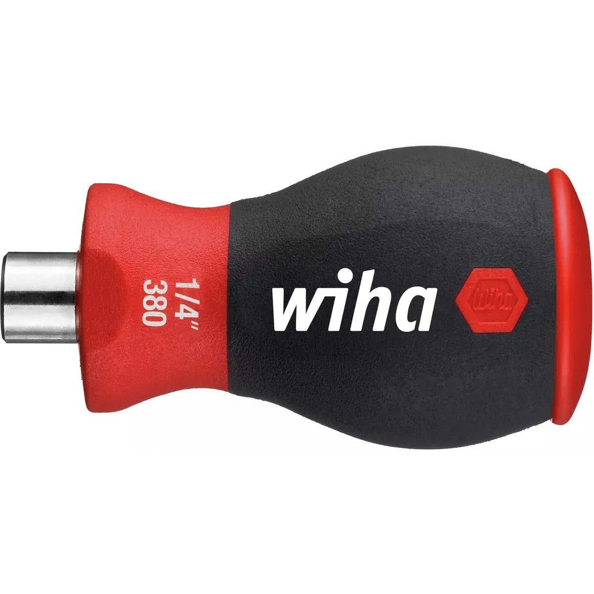 Phillips & Pozidriv – Black and red stubby bit holder with a silver metal tip.