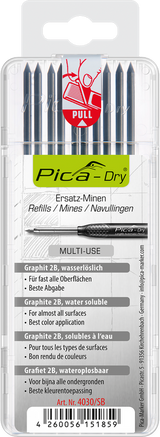 Pica Dry Replacement Leads – Multi-Use Graphite 2B – 10 Leads