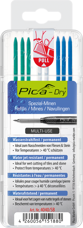Pica Dry Replacement Leads – Waterproof Green/White/Blue – 8 Leads