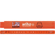 Orange folding ruler with markings and electrical insulation symbol.