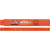 Orange folding ruler with markings and electrical insulation symbol.