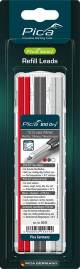 Pica BIG Dry Replacement Leads – Graphite/White/Red – 12 Leads