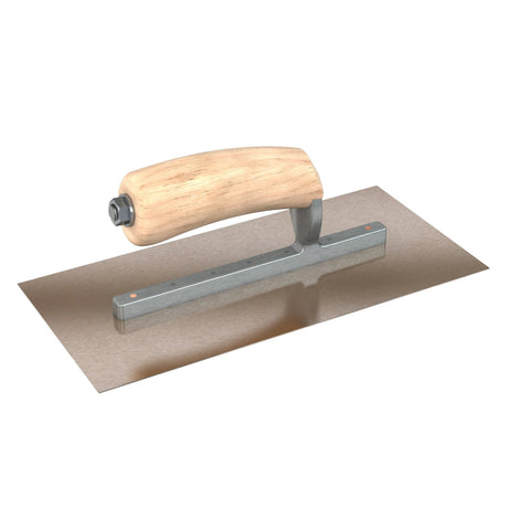 Bon Tool Golden Stainless Steel Square End Finish Trowel - Long Shank - Camel Back Wood Handle by Bon Tool