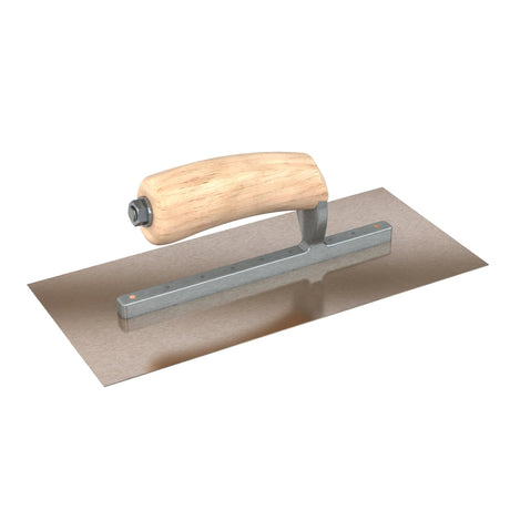 Bon Tool Golden Stainless Steel Square End Finish Trowel - Long Shank - Camel Back Wood Handle by Bon Tool