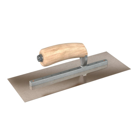 Bon Tool Golden Stainless Steel Square End Finish Trowel - Long Shank - Camel Back Wood Handle by Bon Tool