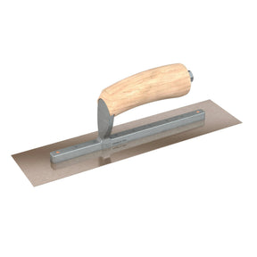 Bon Tool Golden Stainless Steel Square End Finish Trowel - Long Shank - Camel Back Wood Handle by Bon Tool