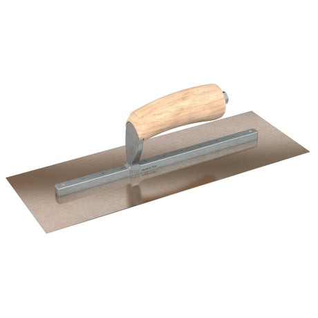 Bon Tool Golden Stainless Steel Square End Finish Trowel - Long Shank - Camel Back Wood Handle by Bon Tool
