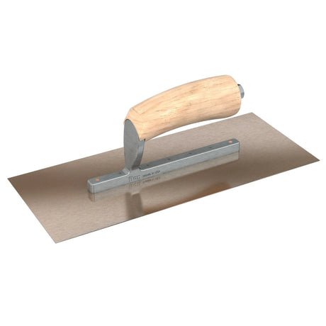 Bon Tool Golden Stainless Steel Square End Finish Trowel - Short Shank - Camel Back Wood Handle by Bon Tool