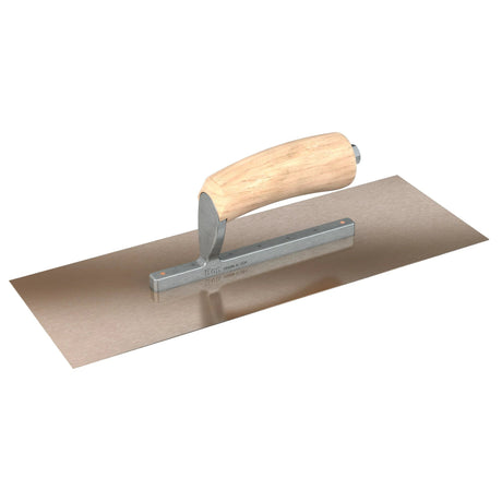 Bon Tool Golden Stainless Steel Square End Finish Trowel - Short Shank - Camel Back Wood Handle by Bon Tool