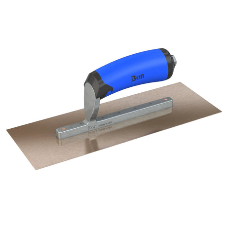 Bon Tool Golden Stainless Steel Square End Finish Trowel - Short Shank - Comfort Wave Handle by Bon Tool