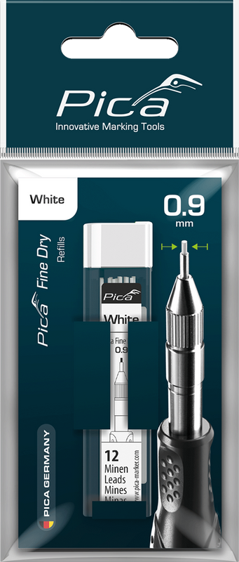 Pica Fine Dry 0.9 Replacement Leads – White – 12 Leads