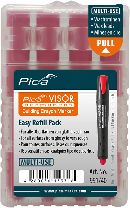 Pica VISOR Permanent Replacement Refills – Pack of 4 – Red