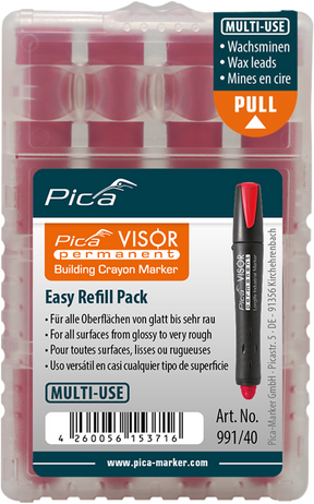 Pica VISOR Permanent Replacement Refills – Pack of 4 – Red