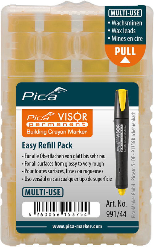 Pica VISOR Permanent Replacement Refills – Pack of 4 – Yellow