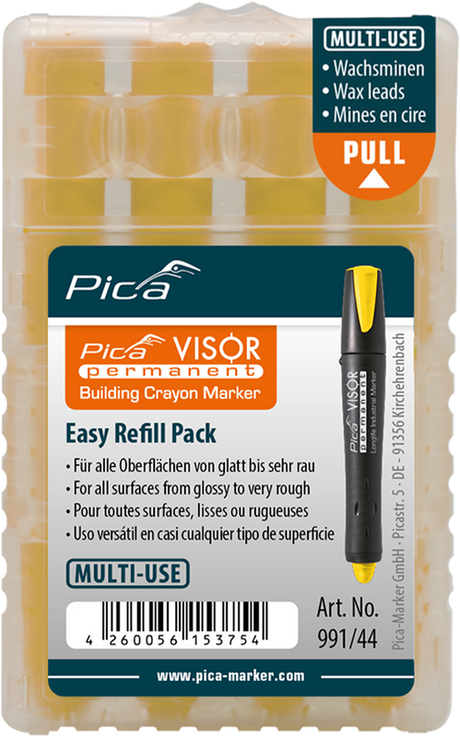 Pica VISOR Permanent Replacement Refills – Pack of 4 – Yellow