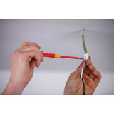 Person using a precision screwdriver to connect electrical wires