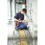 A person working with electrical cables, using a screwdriver, in an industrial setting.