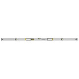 STANLEY FMHT43678-1 box beam spirit level, silver with black and yellow accents, top view, white background.
