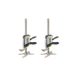 Photo of two STANLEY FMHT83552-1 heavy duty clamps with black handles and metal bars, shown from side on white background.