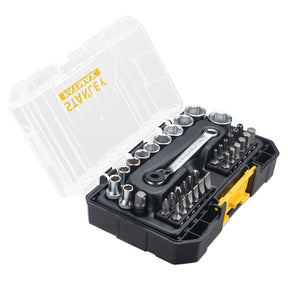 STANLEY FMMT19101-0 socket and bit set in black case with clear lid, top angle.