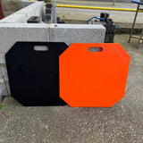 Rhinoboard Bricklayers Spot Board 595x595mm; orange/black, integrated handle, impact-resistant polymer, acid-resistant.