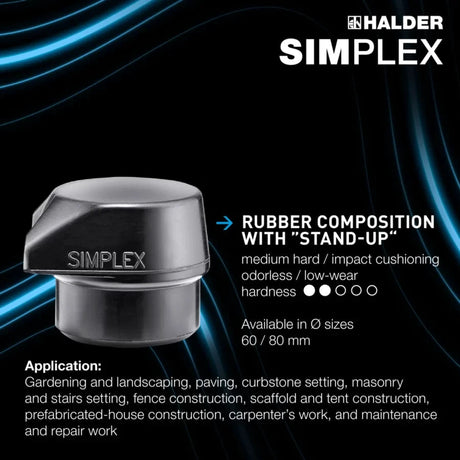 Halder Simplex soft-face mallet, cast iron housing - "Stand-Up" / Superplastic - Short Handle by Halder