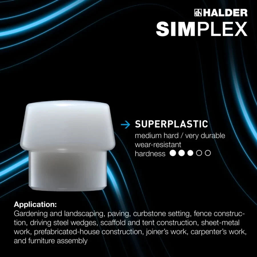 Halder Simplex soft-face mallet, cast iron housing - "Stand-Up" / Superplastic - Short Handle by Halder