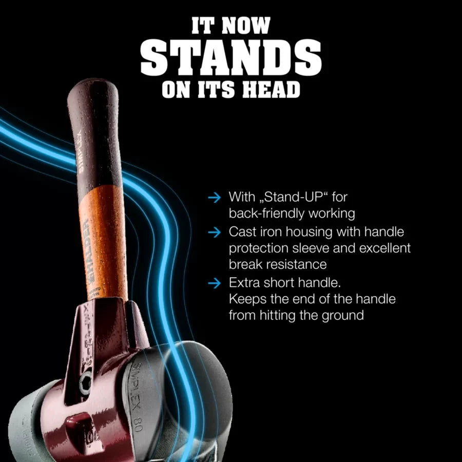 Halder Simplex soft-face mallet, cast iron housing - "Stand-Up" / Superplastic - Short Handle by Halder